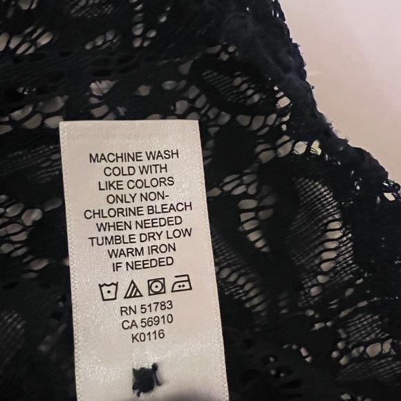 Navy Lace Button-Down Blouse - Picture 5 of 5